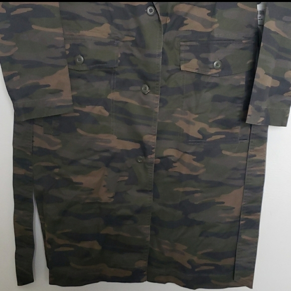 NWT Lucky Brand Green Camo Belted Trench Coat Size S - Picture 6 of 9